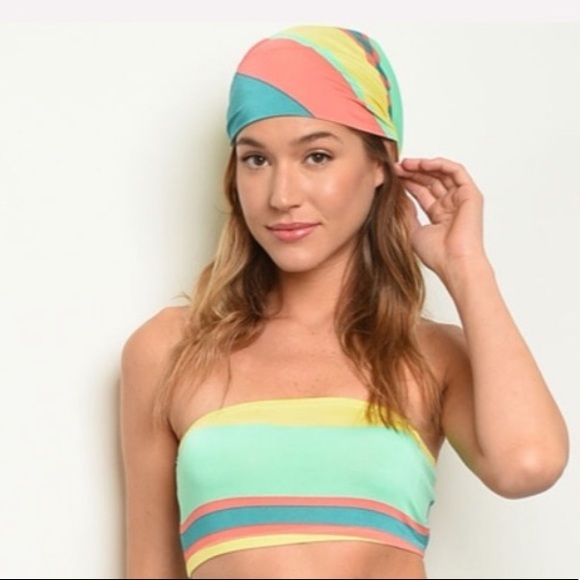 Striped tube top and and head wrap set, NEW! - Picture 4 of 8